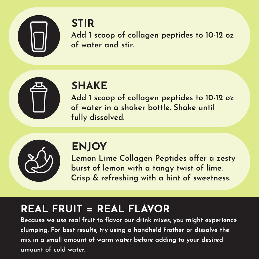 Glass of water with Just Ingredients Lemon Lime collagen dissolving for easy hydration.