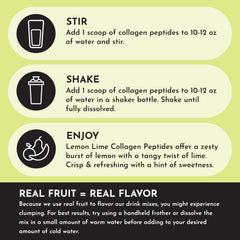 Glass of water with Just Ingredients Lemon Lime collagen dissolving for easy hydration.