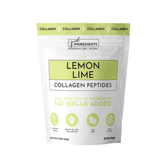 JUST INGREDIENTS Lemon Lime Collagen tub front label showing grass-fed collagen Types I & III.