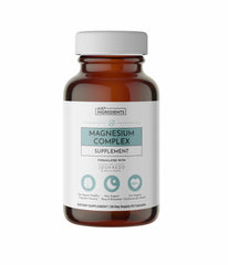 Just Ingredients Magnesium Complex bottle showing five bioavailable forms for relaxation.