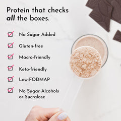 JUST INGREDIENTS Mint Chocolate scoop with spoon evokes simple, everyday protein use