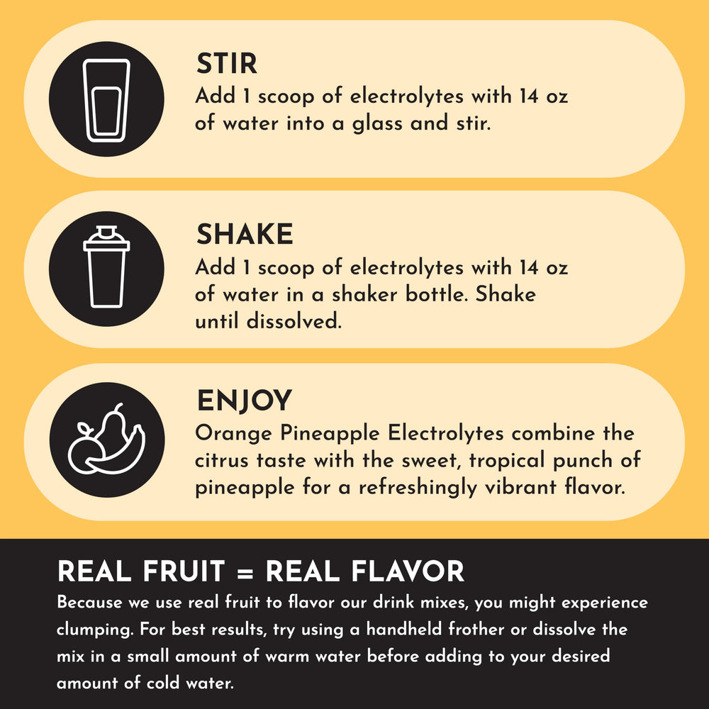 Just Ingredients Orange Pineapple Electrolytes woman-founded brand supporting wellness.