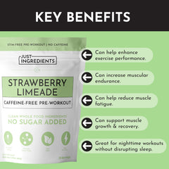 JUST INGREDIENTS Pre-Workout Strawberry Limeade prepared drink in glass