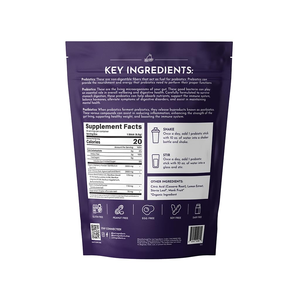 JUST INGREDIENTS single-serve stick dissolving in water for quick wellness.