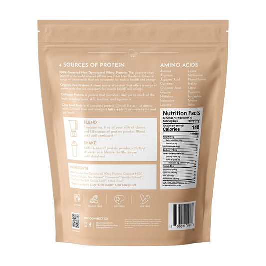 JUST INGREDIENTS Snickerdoodle protein powder scoop ready to measure complete protein