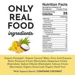 JUST INGREDIENTS Tropical Paradise Electrolytes label highlights clean ingredients.