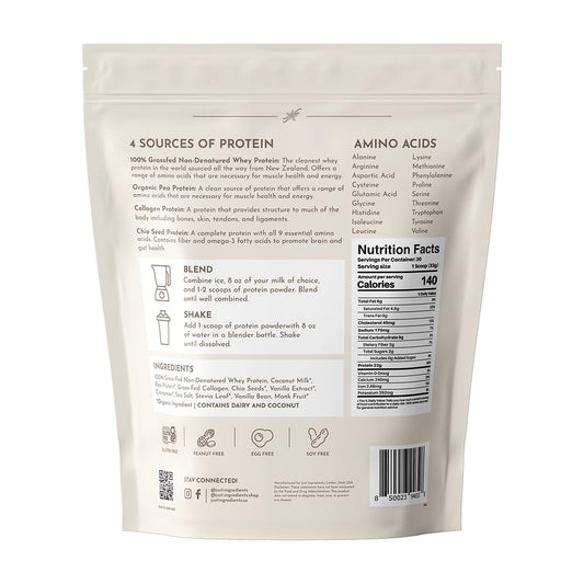 JUST INGREDIENTS Vanilla Bean Protein Powder Scoop ready for quick shakes.