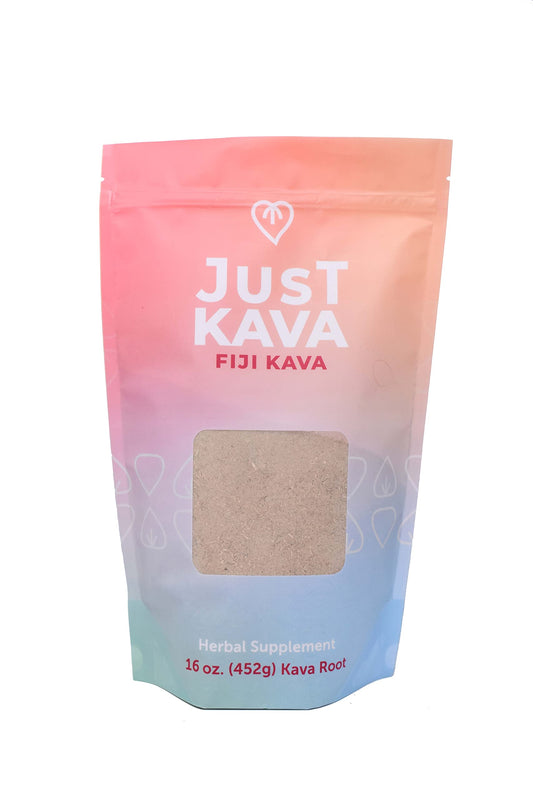 Just Kava Fiji Kava bottle pour, signaling a calm evening ritual