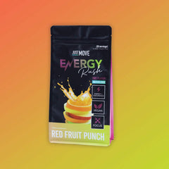 Just Move Fruit Punch Energy Rush open pack ready for gym sessions