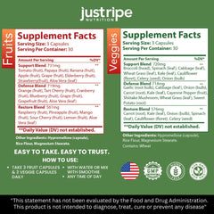 Just Ripe Nutrition capsules closeup emphasizing vegan, non-GMO formula.