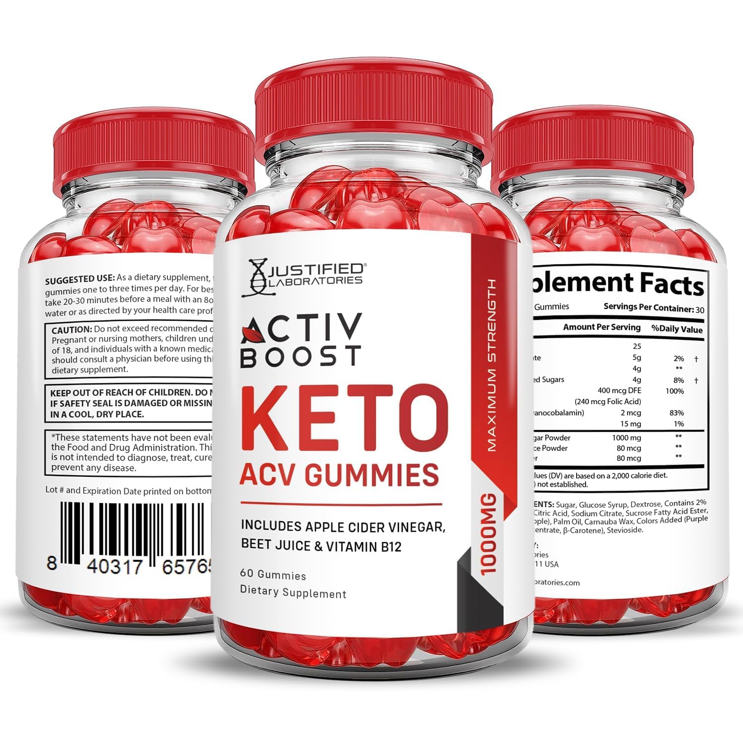 Justified Laboratories Activboost Keto ACV Gummies gluten-free gelatin-free formula