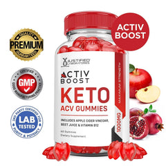 Justified Laboratories Activboost Keto ACV Gummies bottle pouring into hand for easy use