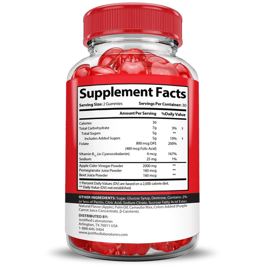 Justified Laboratories ACV gummies with pomegranate beet juice for daily wellness
