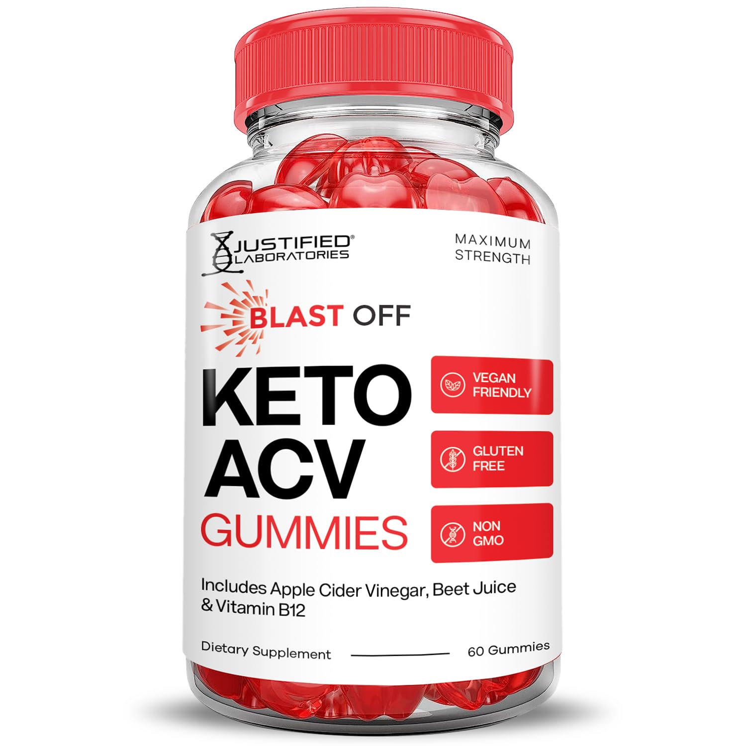 Justified Laboratories beet-juice: Blast Off Keto ACV Gummies core beet juice formula.