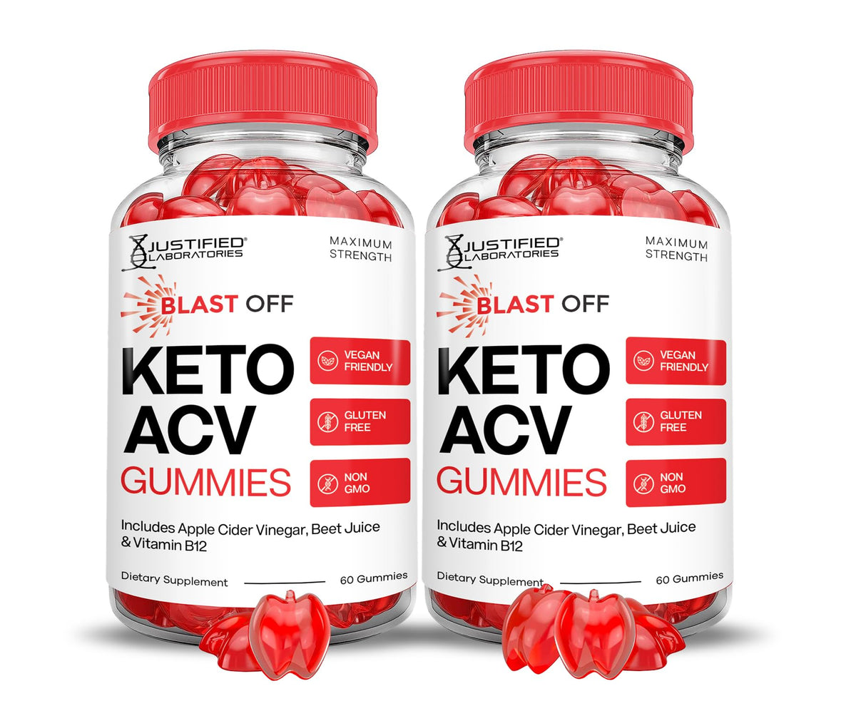 Justified Laboratories bottle: Blast Off Keto ACV Gummies for daily keto-friendly support.