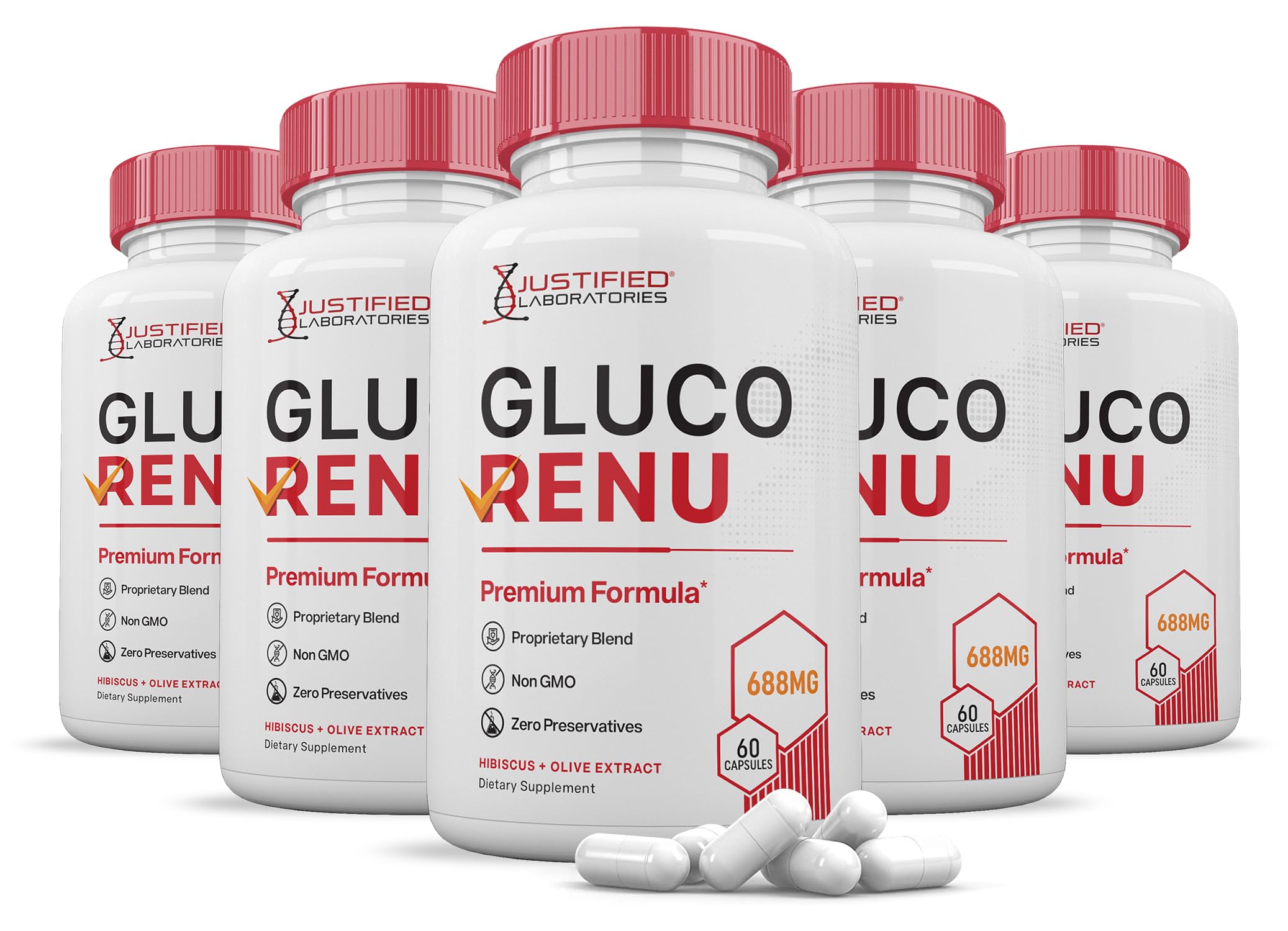 Justified Laboratories Gluco Renu bottle pour showing easy daily dosing