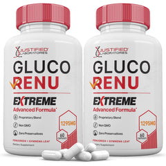 Justified Laboratories Gluco Renu Extreme 1295mg bottle for daily wellness support