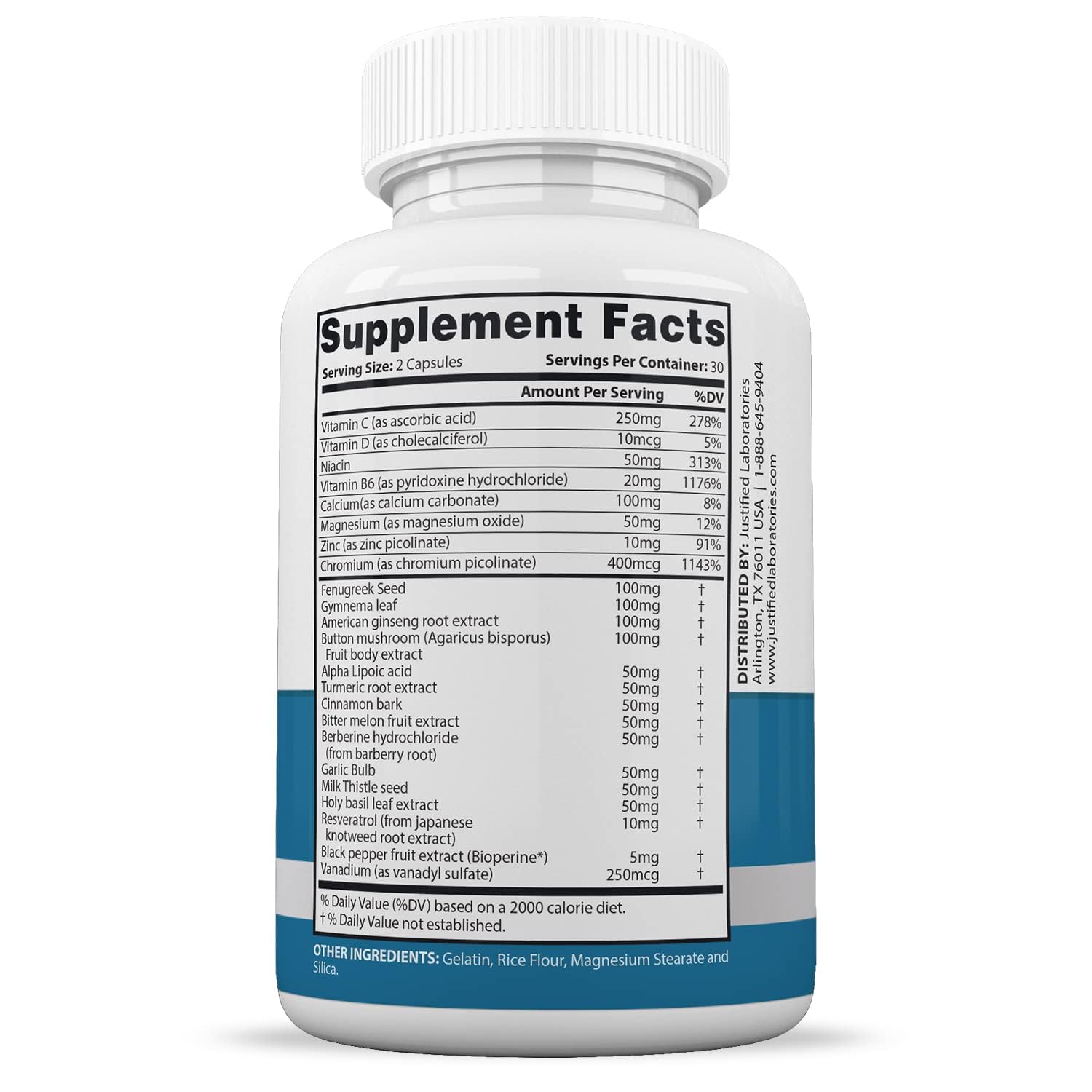 Justified Laboratories Glucotrust Max label view highlighting the 3-pack option