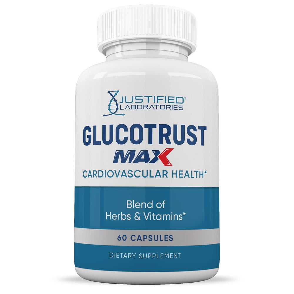 Justified Laboratories Glucotrust Max 3-pack display for on-the-go wellness