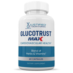 Justified Laboratories Glucotrust Max 3-pack display for on-the-go wellness