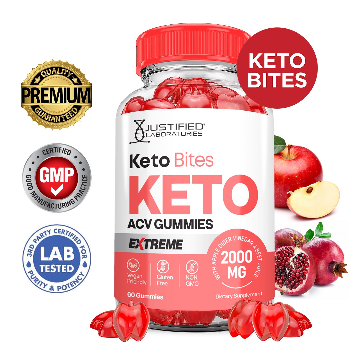 Justified Laboratories Keto Bites apple cider vinegar gummies for daily flavor