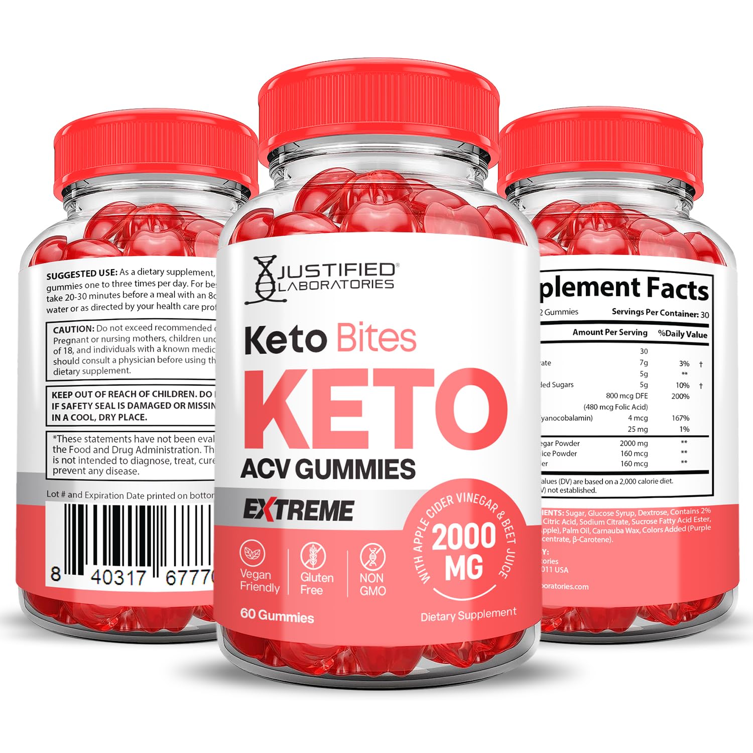 Justified Laboratories Keto Bites vegan non-GMO gluten-free gummies