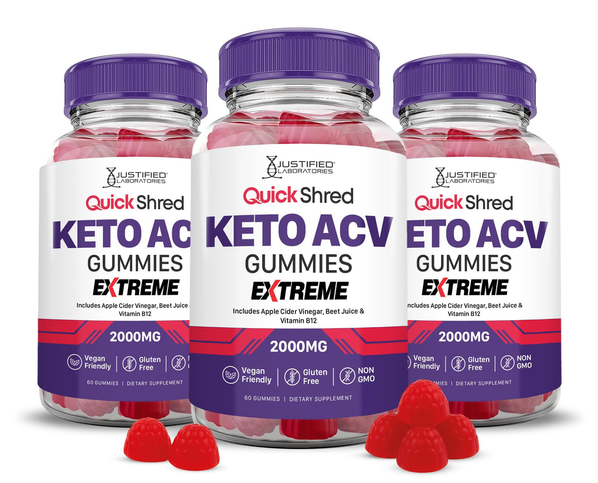 Justified Laboratories Quick Shred Keto ACV Gummies bottle—delicious daily support with apple cider vinegar.