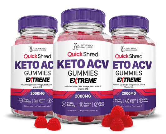 Justified Laboratories Quick Shred Keto ACV Gummies bottle—delicious daily support with apple cider vinegar.