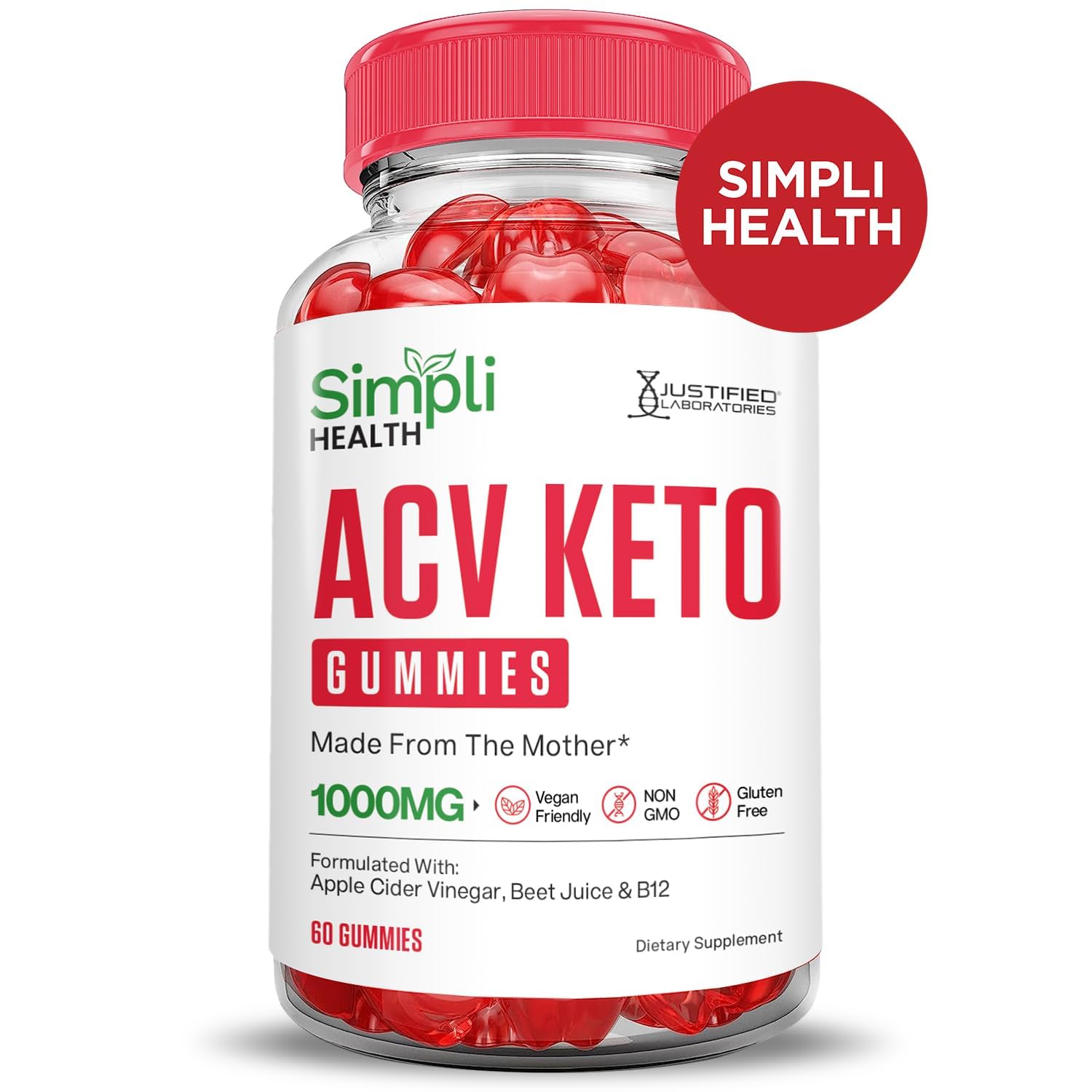 Nutrition facts label on the Simpli Health Keto ACV Gummies package.