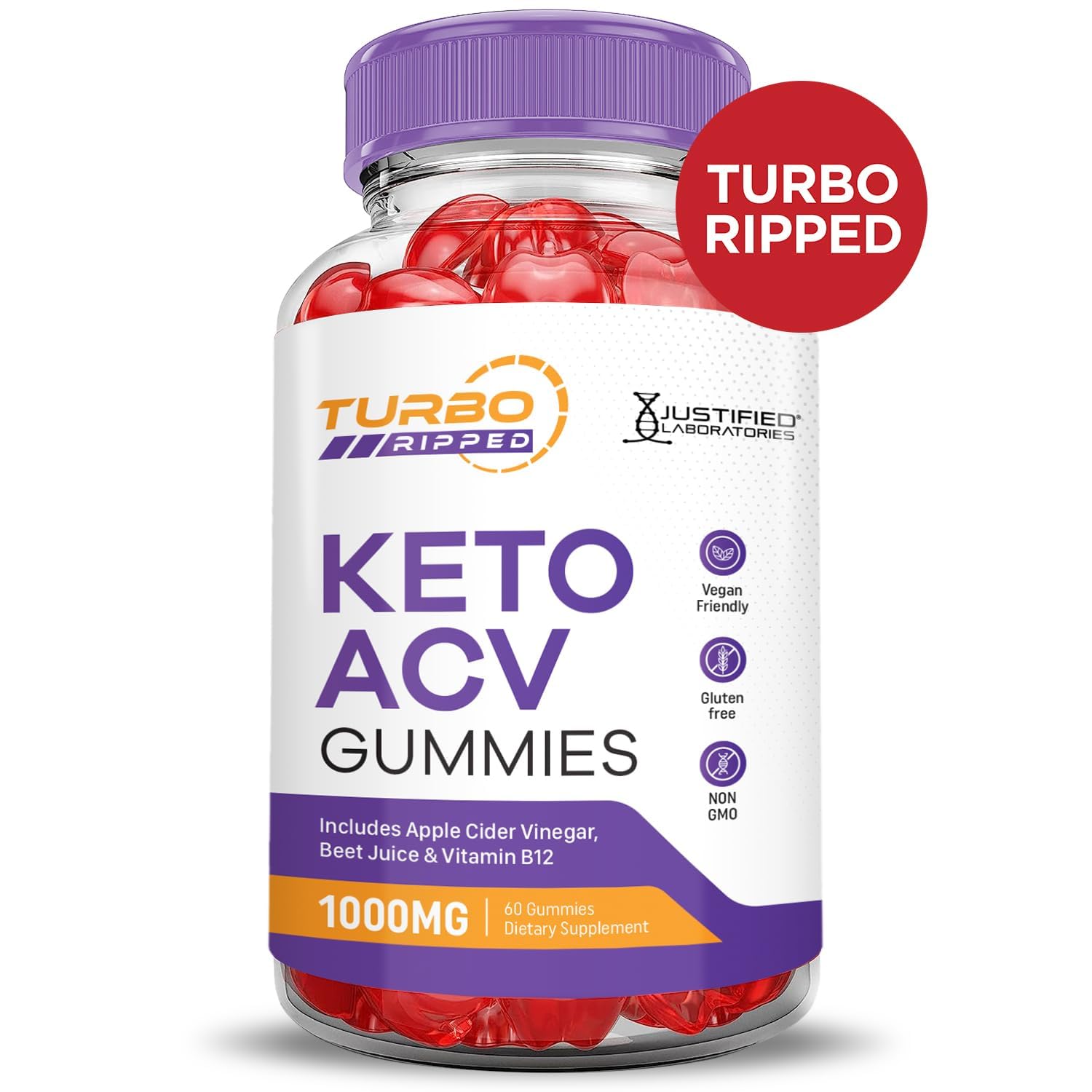 Beet-pomegranate ingredients inside the Justified Laboratories ACV formula
