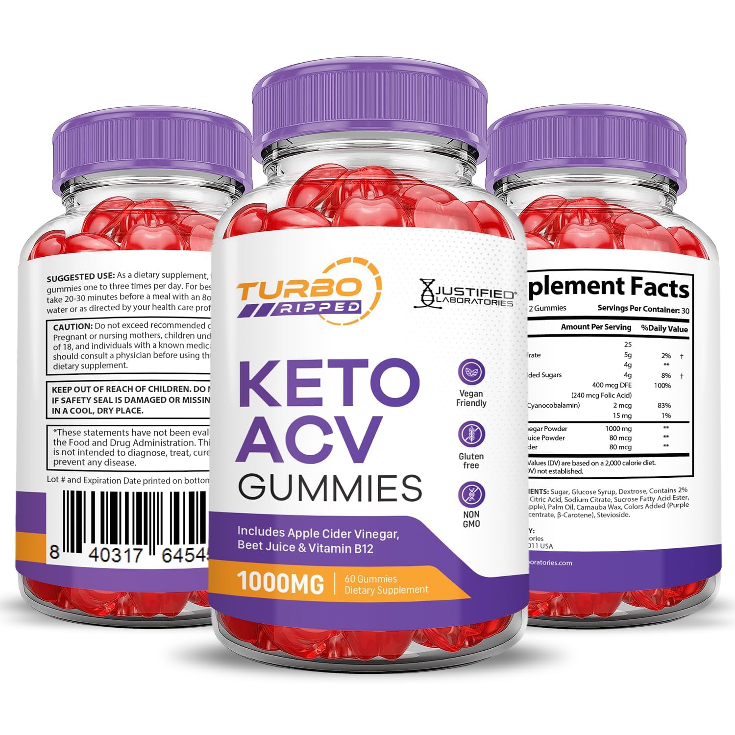 Third-party testing badge and GMP appearance on Justified Laboratories label