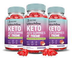 Justified Laboratories Ultra Prime Keto ACV Gummies 3-pack front view for convenient daily use.