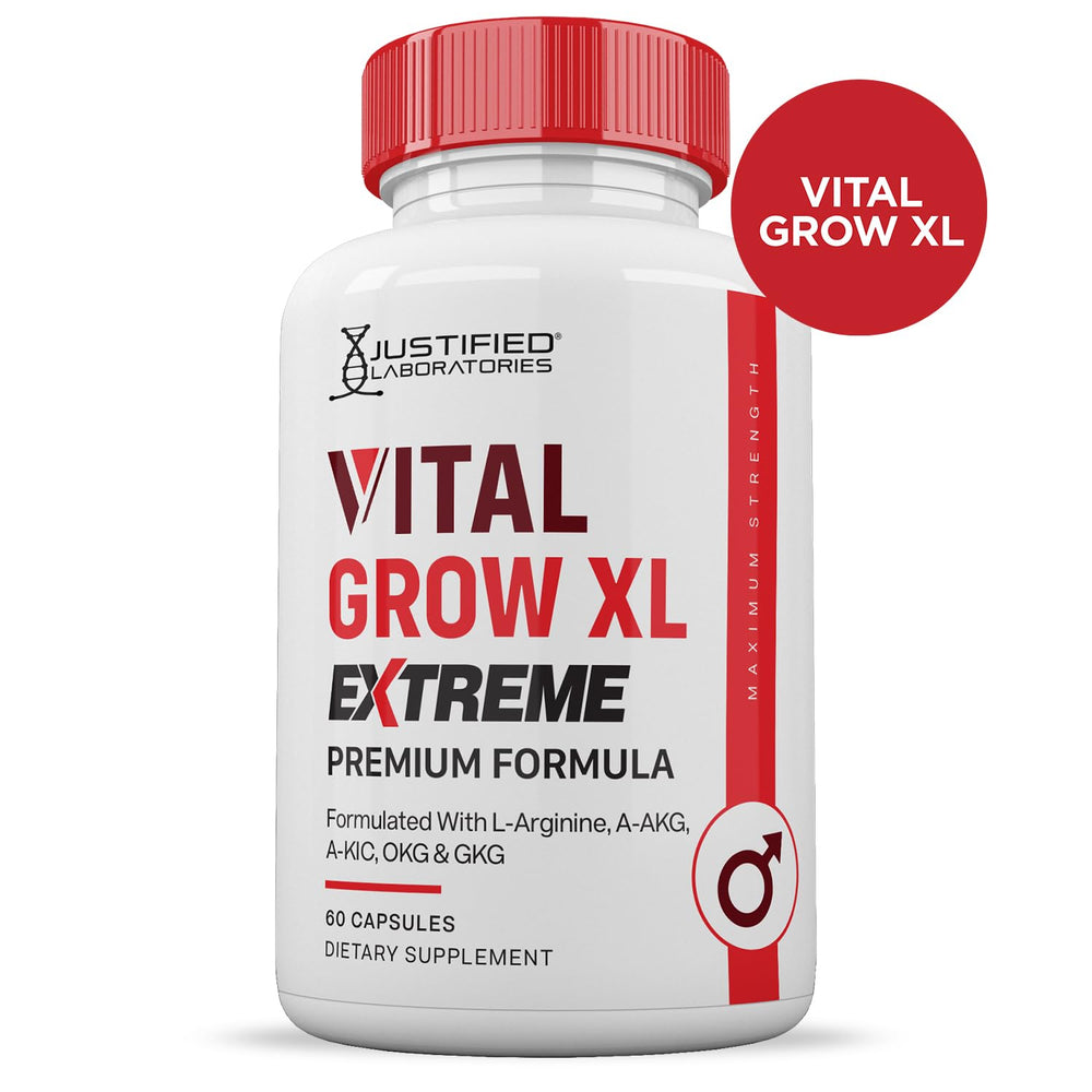 Justified Laboratories Vital Grow XL Extreme two-pack on shelf shows convenient packaging for daily use.