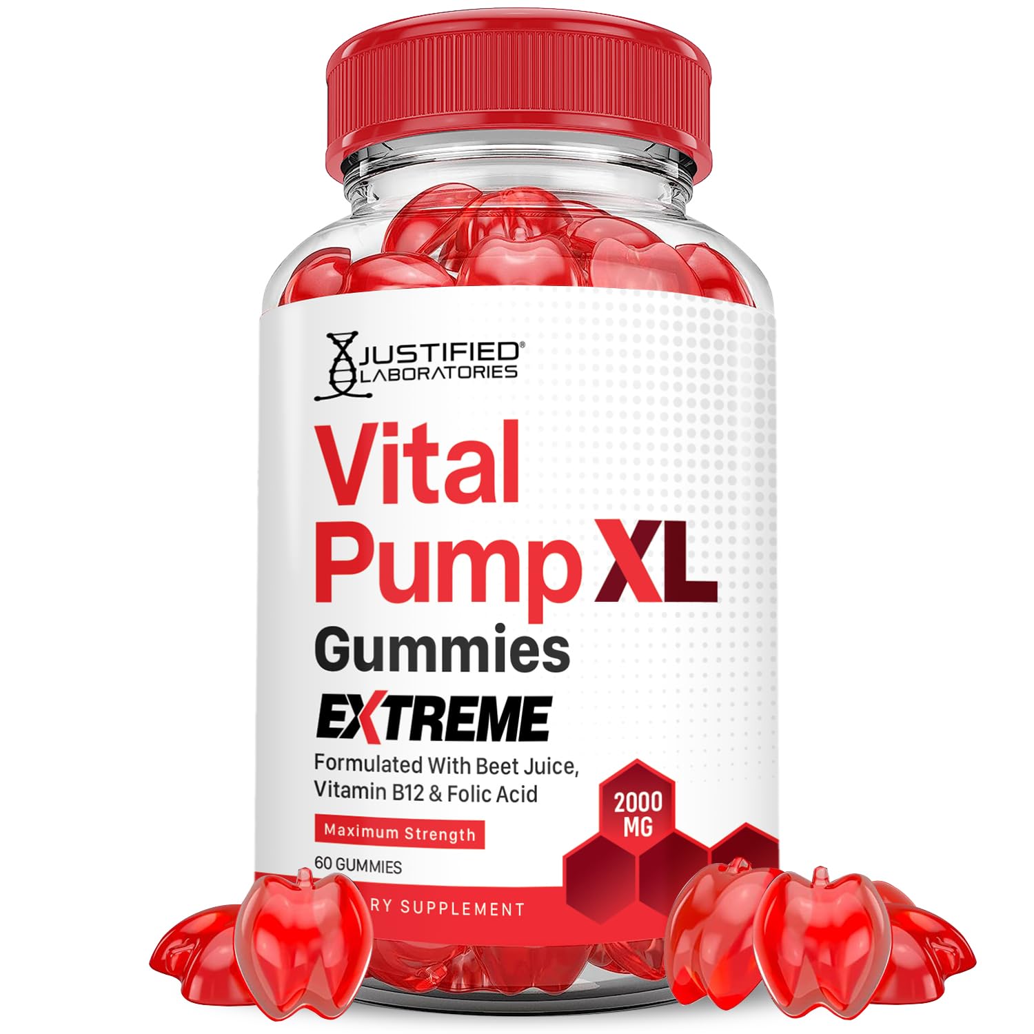 Justified Laboratories Vital Pump XL Gummies pack for convenient daily wellness on the go.
