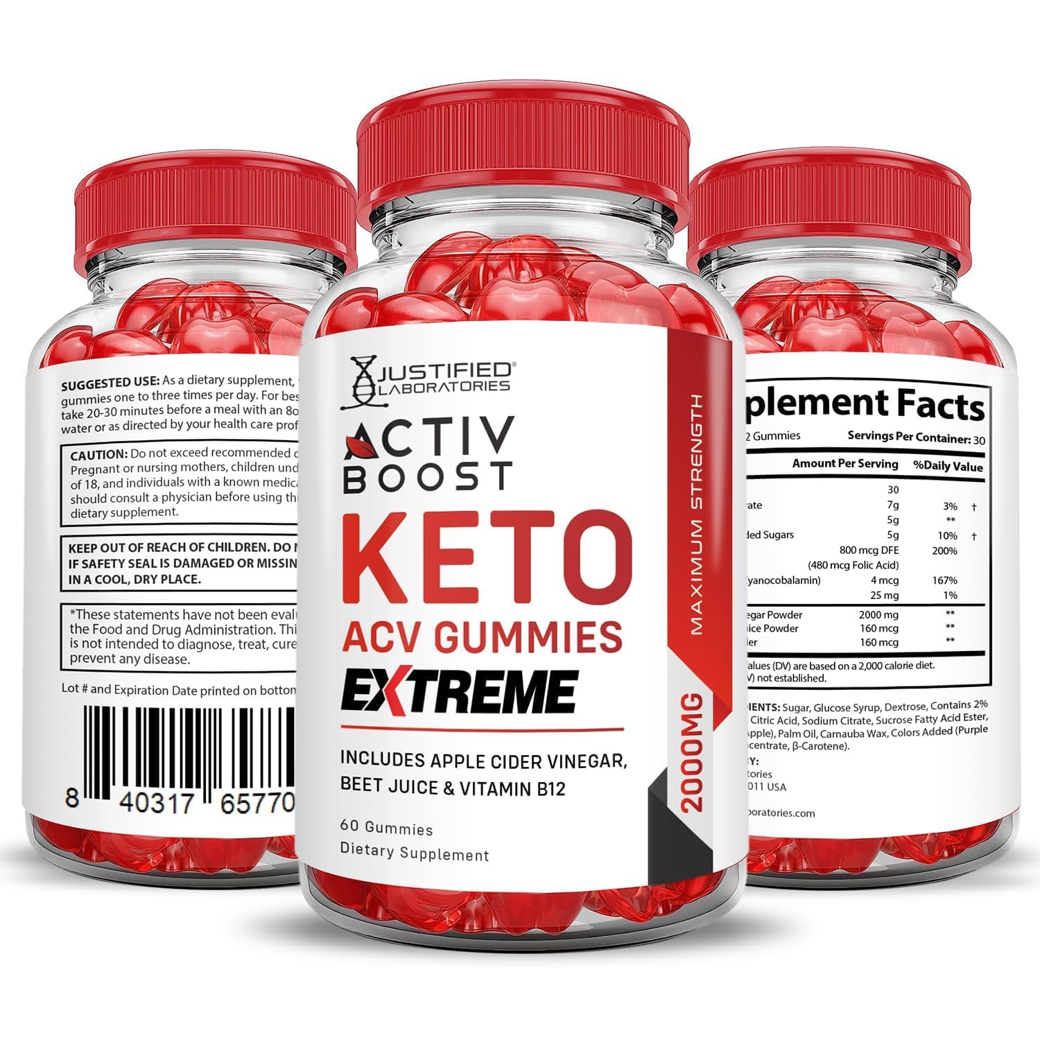 Justified Labs ActivBoost Keto ACV Gummies produced in a GMP-certified facility
