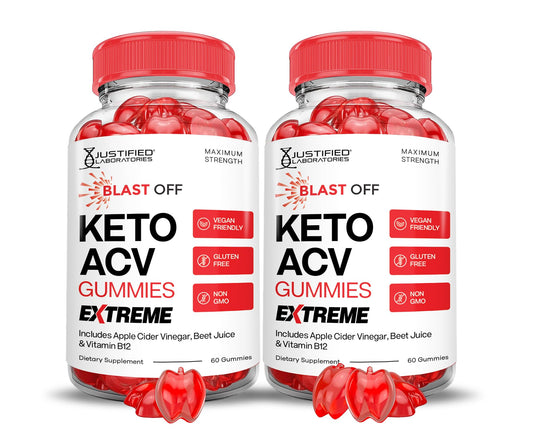 Justified Laboratories Blast Off Keto ACV Gummies bottle for a convenient daily boost.