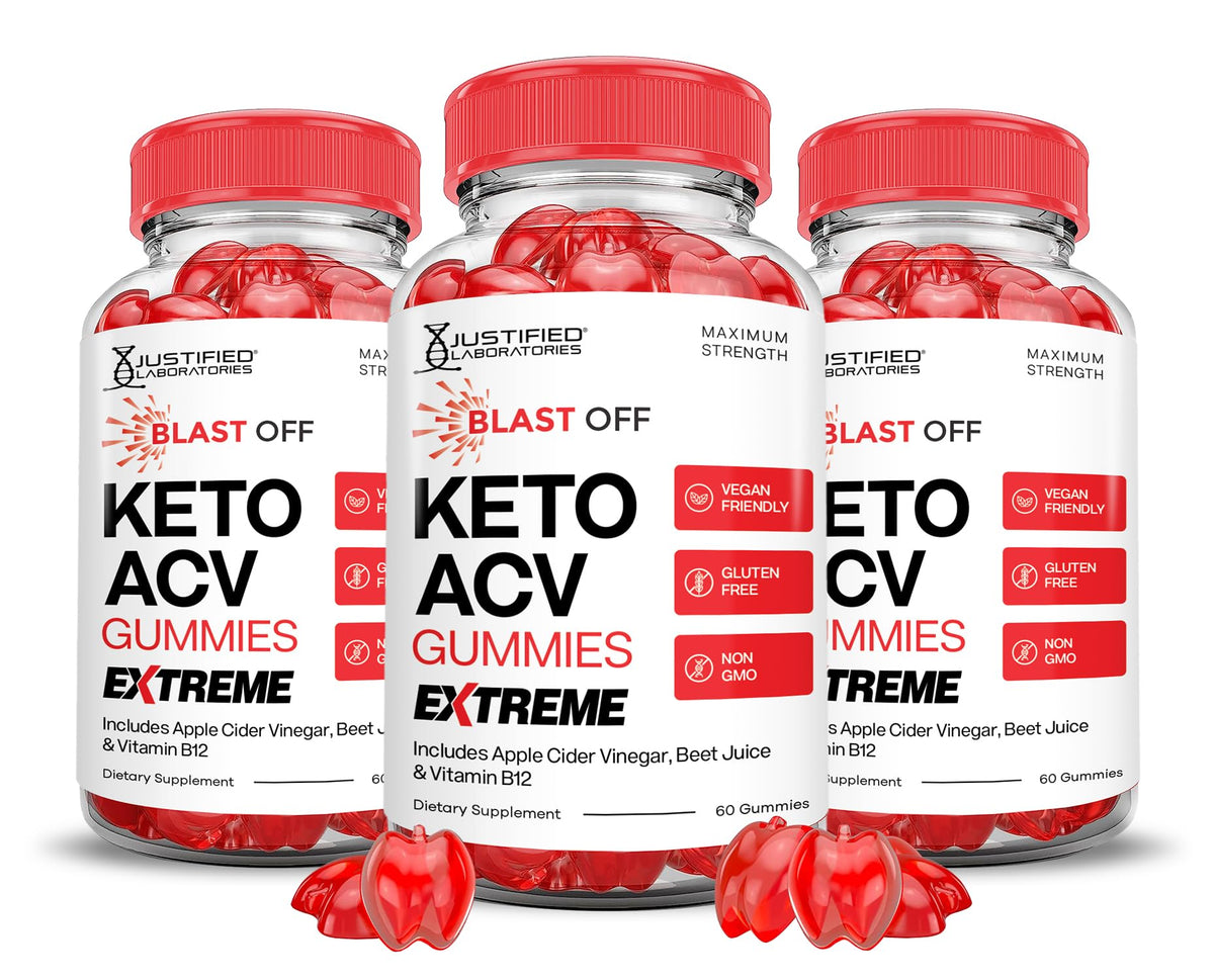Justified Laboratories Blast Off Keto ACV Gummies bottle for daily use.