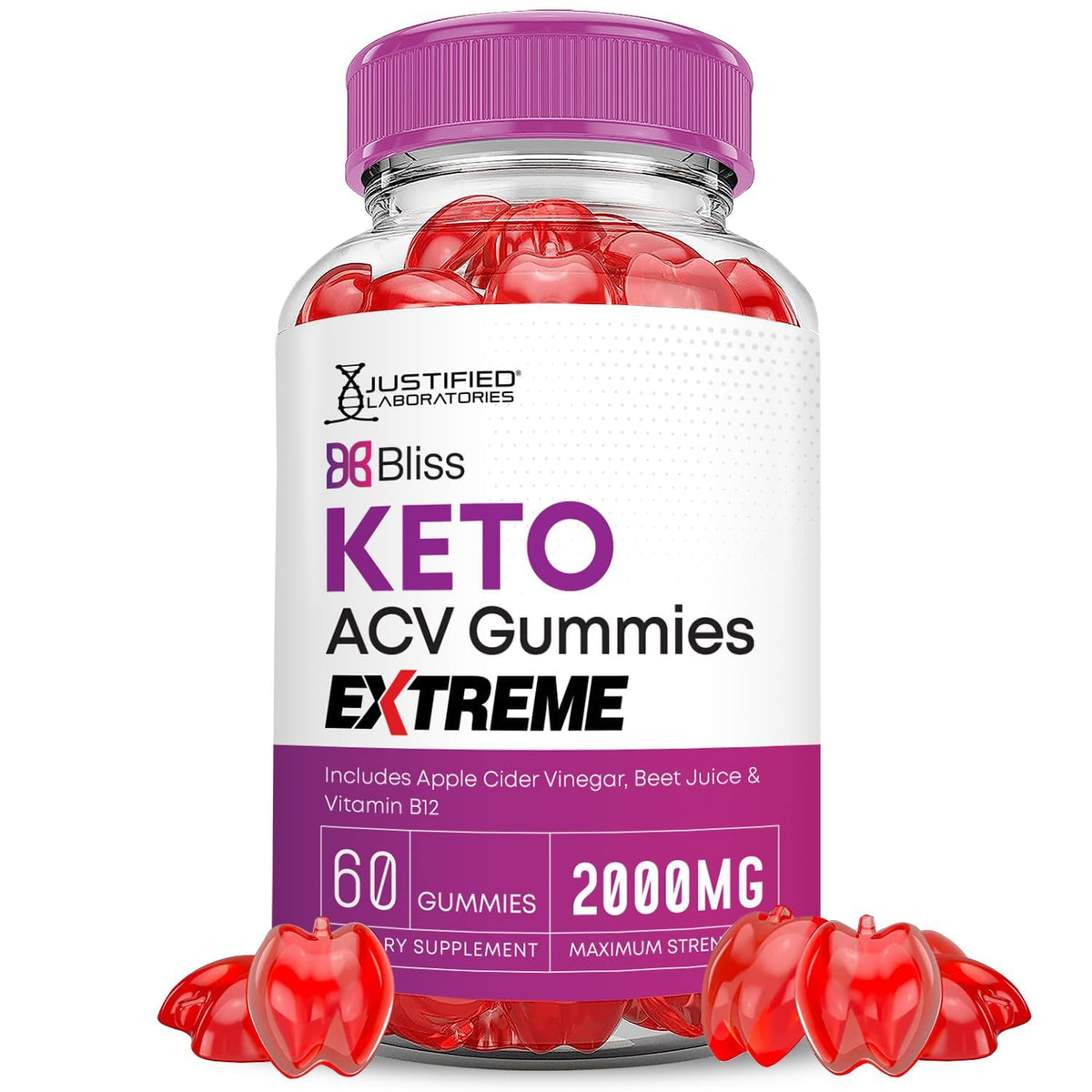Justified Laboratories Bliss Keto Gummies bottle with ACV for daily wellness