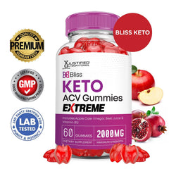 Justified Laboratories Bliss Keto Gummies close-up of beet-pomegranate blend for color