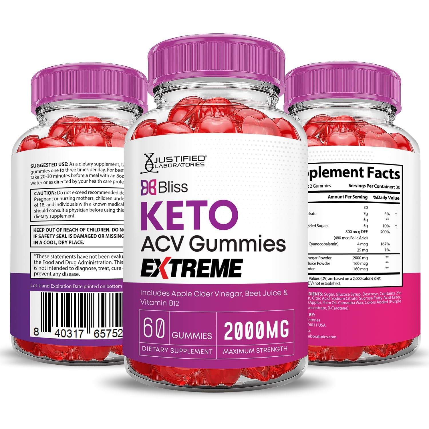 Justified Laboratories Bliss Keto Gummies on-the-go serving for convenience