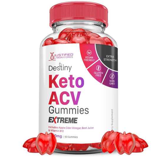 Justified Laboratories Destiny Keto ACV Gummies bottle for a convenient daily routine.