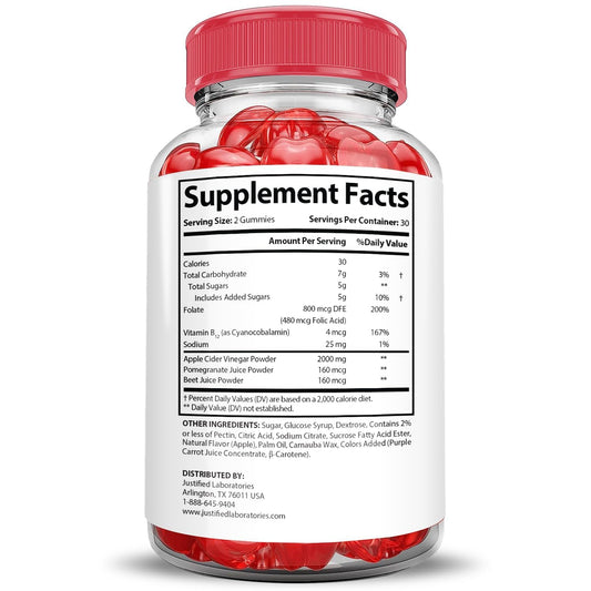 Justified Laboratories Destiny Keto ACV Gummies Extreme with pomegranate beet juice flavor