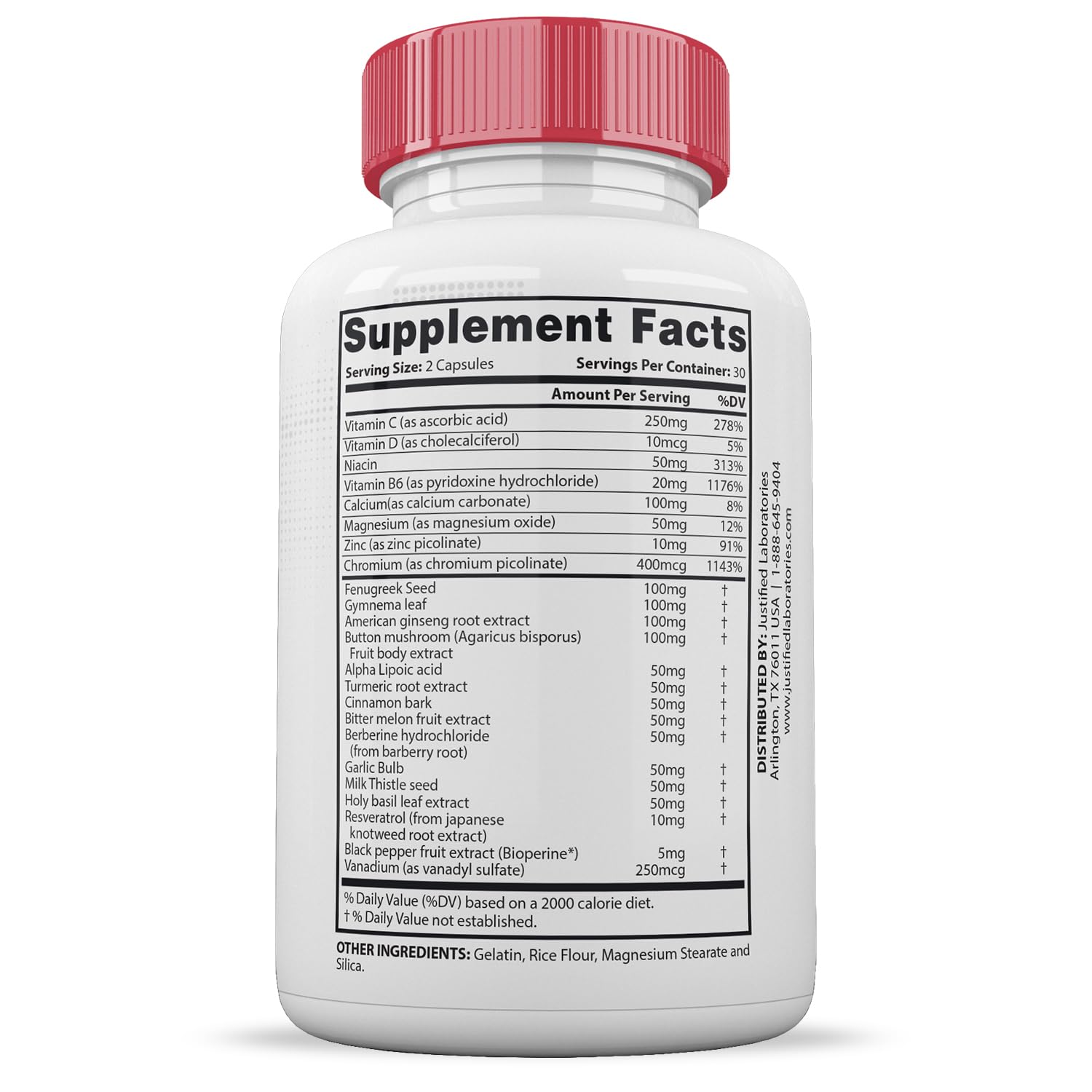 Justified Laboratories Gluco Renu Extreme resveratrol and garlic blend visual.