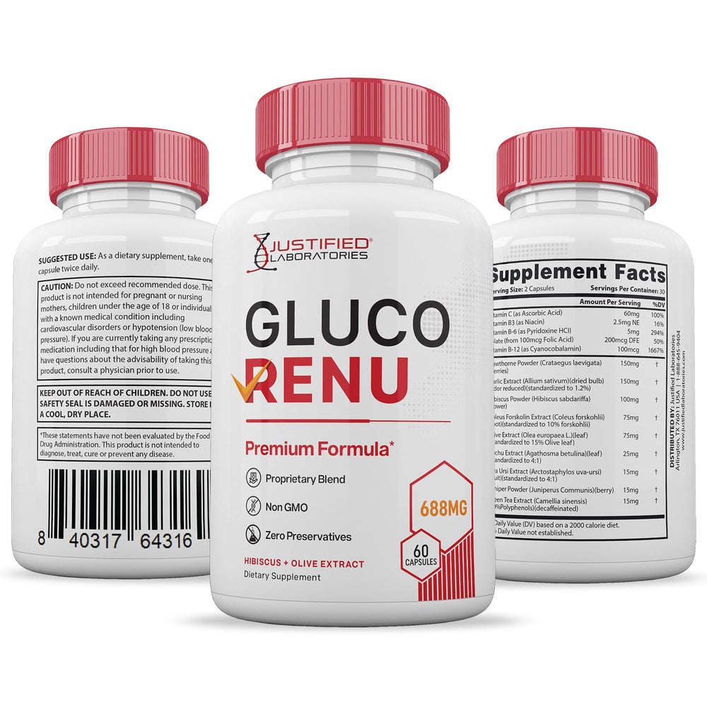 Product packaging highlighting premium formula and Justified Laboratories.