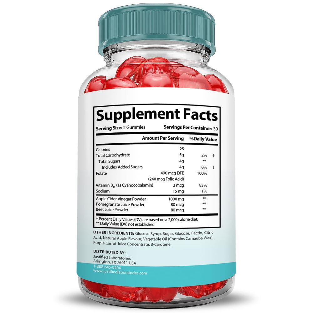 Justified Labs gummies close-up showing apple cider vinegar flavor and texture