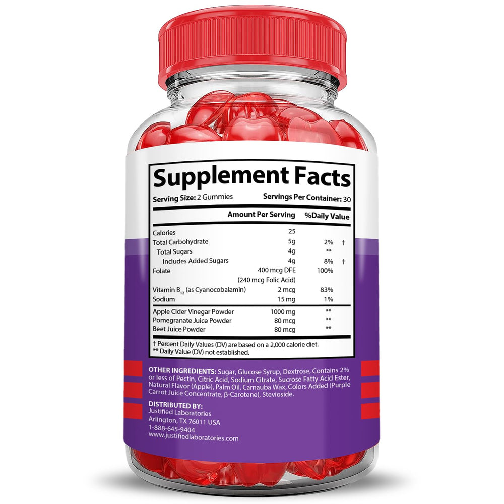Justified Labs Keto Glow ACV Gummies vegan and non-GMO formula.