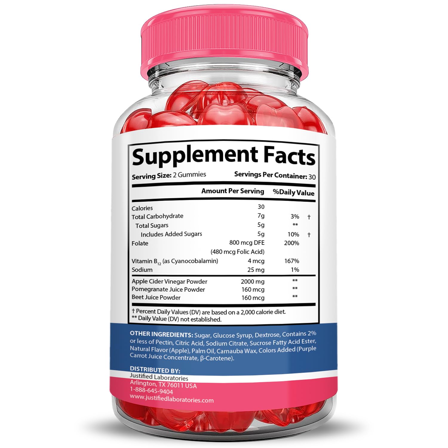 Justified Laboratories Liberty Bites gummies beside fruit, suggesting daily keto-friendly snack.