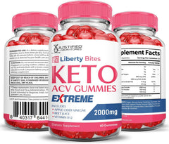 Justified Laboratories Liberty Bites Keto ACV Gummies label emphasizing natural ingredients.