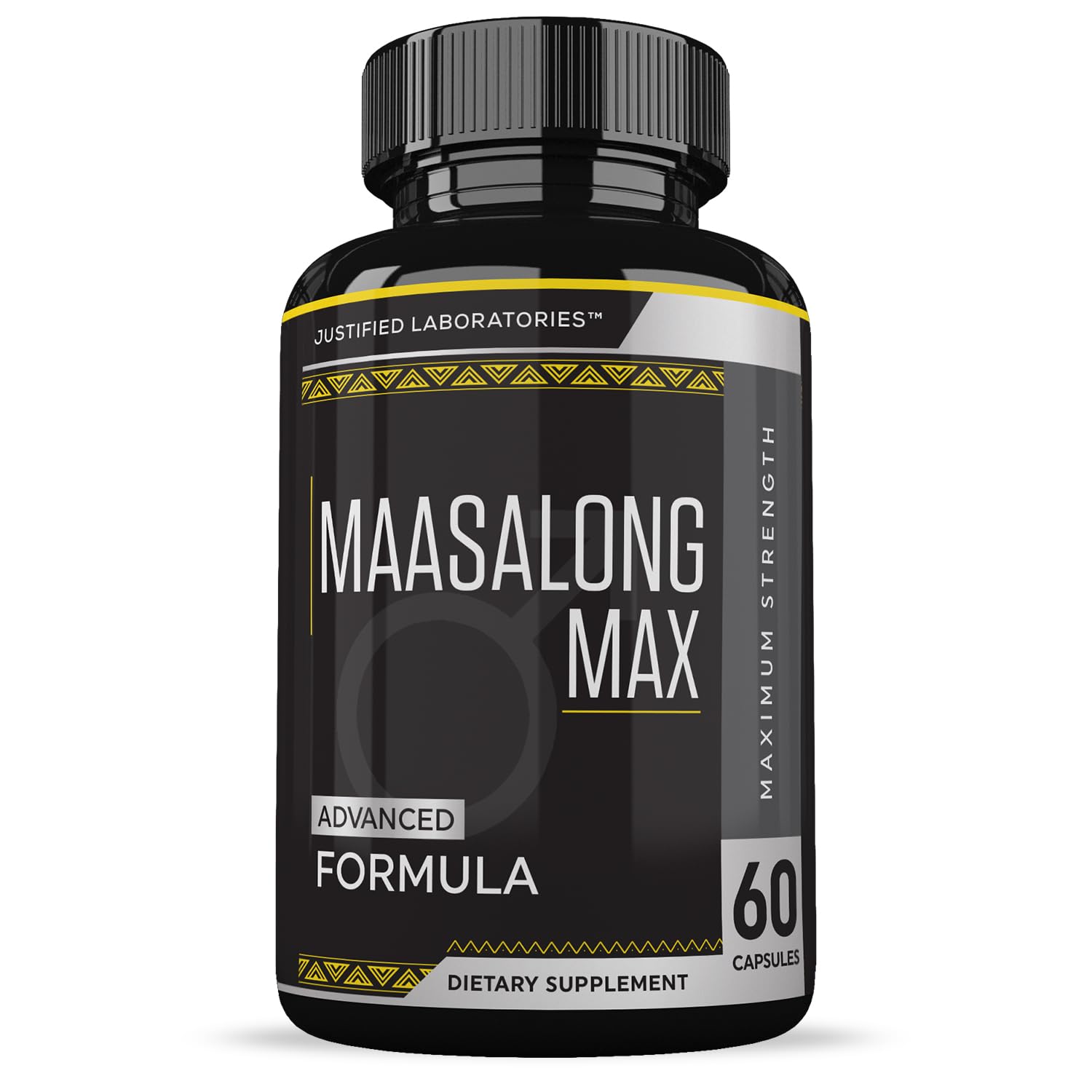 Maasalong Max label closeup featuring branding and transparent supplement facts for informed choices.