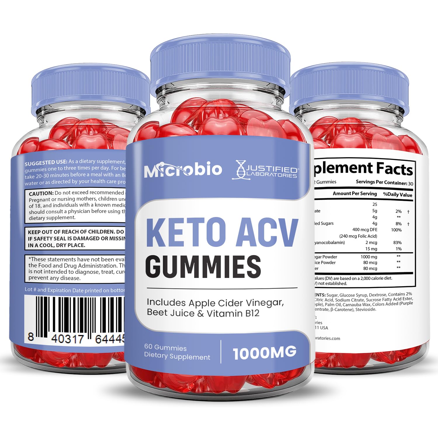 Justified Laboratories Microbio Keto ACV Gummies vegan formula supports dietary preferences.